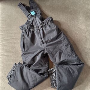 Kids Iceburg Black Snow Bib Overalls Ski Pants Adjustable Straps Size 6/6X